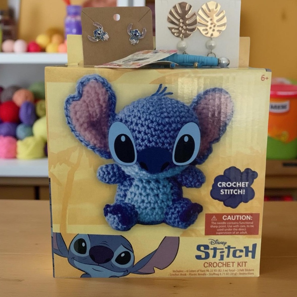 Disney Stitch Crochet Kit with 2 pairs of earrings and a bracelet